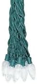 Novelty Lights 25 Feet 25 Light C9 Diamond Faceted LED String Lights, Pure White, Pre-Lamped Holiday Lights on Green Wire, UL Listed Indoor/Outdoor, Connectable End-to-End