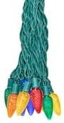 Novelty Lights 25 Feet 25 Light C9 Diamond Faceted LED String Lights, Multicolor, Pre-Lamped Holiday Lights on Green Wire, UL Listed Indoor/Outdoor, Connectable End-to-End