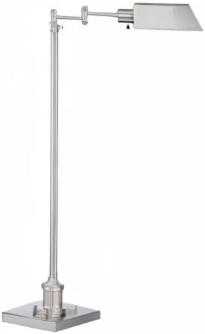 Regency Hill Jenson Traditional Farmhouse Adjustable Pharmacy Light Floor Lamp Swing Arm Standing Base 54" Tall Brushed Nickel Silver Metal for Living Room Reading House Bedroom Home Office