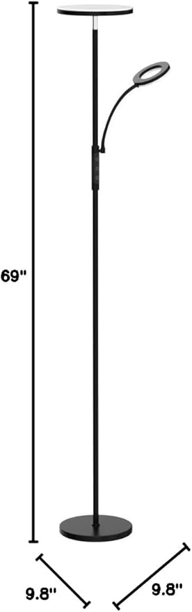 Floor Lamps for Living Room Bedroom, 42W/4300LM Super Bright LED Floor Lamp with Remote and Touch Control, Stepless Dimmable, 69" Tall Standing Lamp with Gooseneck Reading Light for Hotel Office