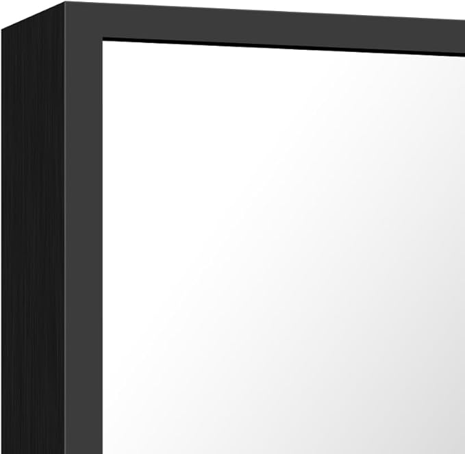 BONEWEI Bathroom Mirror,36x40 inch Wall Mirror for Bathroom Wall Mounted Black Rectangle Square Corner Mirrors, Black Bathroom Mirror for Living Room, Farmhouse, Bedroom Entryway, Horizontal/Vertical