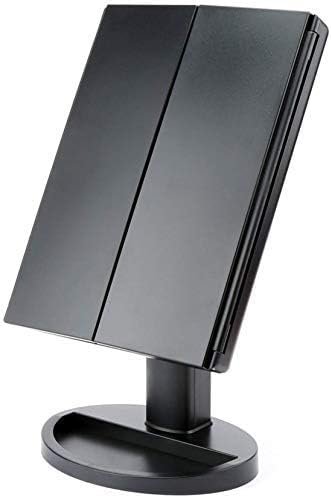 Trifold Makeup Mirror Vanity Mirror with Lights,1X 2X 3X Magnification,Touch Screen,180 Adjustable Rotation,Portable Travel Bathroom Cosmetic Mirror