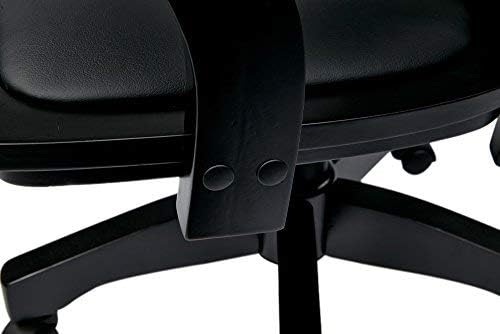 OSP Home Furnishings Deluxe Wood Banker's Desk Chair with Padded Seat, Adjustable Height and Locking Tilt, Black Finish and Black Vinyl