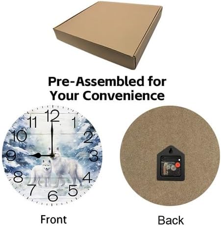 Wall Clock,Winter Fox Kitchen Decor and Accessories, Decorative Battery Operated Clocks for Living Room Bedroom Bathroom Farmhouse, 10 Inch