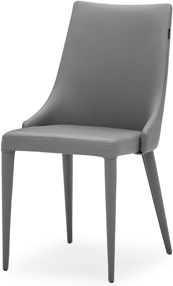 ZURI Jillian Gray Leatherette Dining Chair with Curved Back
