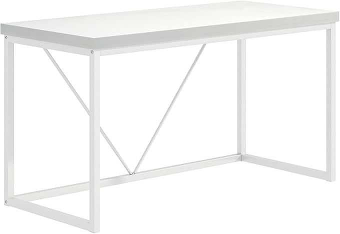 EXCEFUR White Computer Desk, Modern Home Office Desk, Small Wood Study Writing Table Workstation for Bedroom Living Room, 47 inch