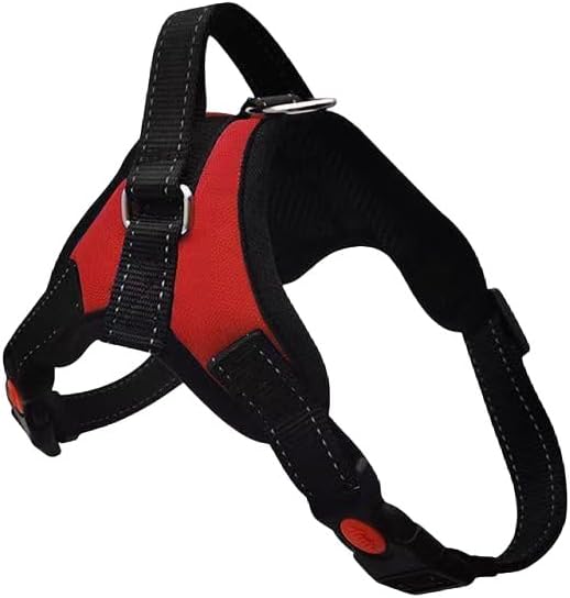 Auto - Retractable Pet Harness Vest & Leash Set | Multi - Color Options | Free Catnip Fish/Dog Bell Ball Toy (Red, Medium)