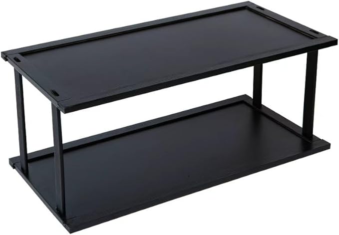 Bamboo Desktop Bookshelf Organizer – 3-Tier Desk Storage Rack for Office, Home, Study, Kitchen – Compact Shelf for Books, Plants, Toiletries, Supplies (Two Layers - Length 18.9 in)