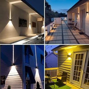 20W Outdoor Wall Light, Modern Waterproof 6500K Porch Light, Adjustable Up & Down Beam, 2 Pack - YY-BD-020