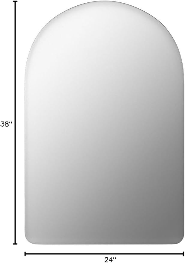 ANDY STAR Arched Mirror, 24" x 38" Brushed Nickle Bathroom Mirror in Stainless Steel Metal Frame, Arch Top Rounded Corner 1" Deep Set Design Wall Mount Hangs Vertical