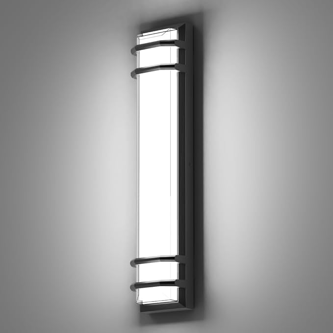 Sytmhoe Outdoor Wall Lights,36w Dimmable 6000K LED Modern Porch & Patio Wall Light Fixture, 23.6in Black Exterior Sconce Wall Mounted Lights Suitable for Garage Living Room Courtyard House(6000K)