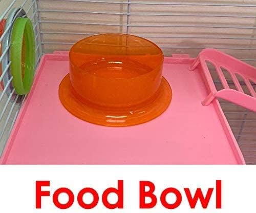 Pink Large Multi-Floors Hamster Mansion Mouse Habitat Gerbil Home Rat House Small Animal Critter Home Cage with Hide House Exercise Running Wheel Food Dish Water Bottle Deep Base