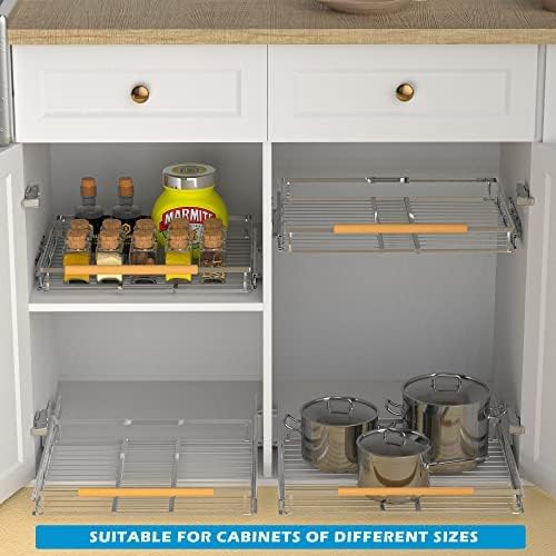 Pull Out Drawer Cabinet Organizer, Expandable Slide Out Storage Shelves - Heavy Duty, Durable and Smooth Slide-Out, 23" x 40" Wide x 22.5" Deep, 1 Pack