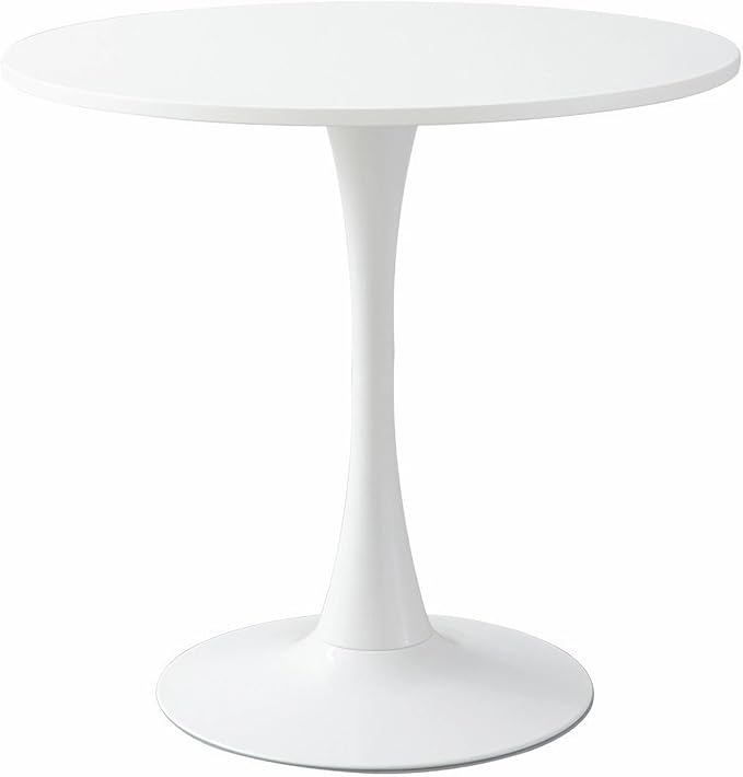 24" Tulip Table for 2-3 Persons Modern Round Dining Table, Mid-Century Dining Room Wooden MDF Circle Top Small for Kitchen Living Room Leisure Area(White, 23.6")