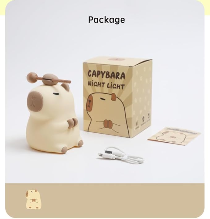 Capibara Night Light for Adults Kids,Cute Silicone Dimmable Animal Nightlight with 7 Colors,Rechargeable Bedside Touch Lamp for Christmas Gifts Toddler Baby Kids Kawaii Room Decor