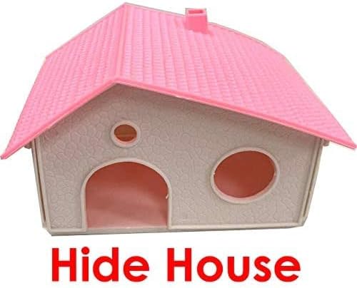 Pink Large Multi-Floors Hamster Mansion Mouse Habitat Gerbil Home Rat House Small Animal Critter Home Cage with Hide House Exercise Running Wheel Food Dish Water Bottle Deep Base