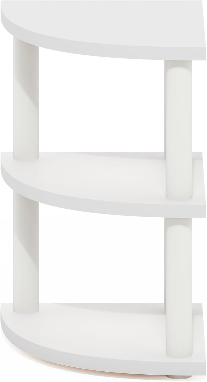 Furinno Turn-N-Tube Kitchen Countertop Organizer, 3-Tier Corner Countertop Organizer Shelf, Corner Shelf, for Kitchen, Pantry, Organizers and Storage, White