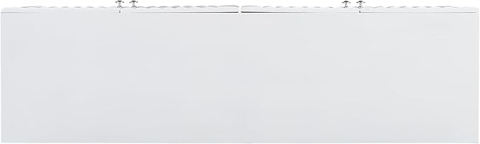 Modern Elegant Sideboard with 4 Wavy Pattern Doors and Cylindrical Legs, 58'' Storage Cabinets with Adjustable Shelves, Accent Entryway Cabinet for Living Room Hallway Kitchen (White-4UV)