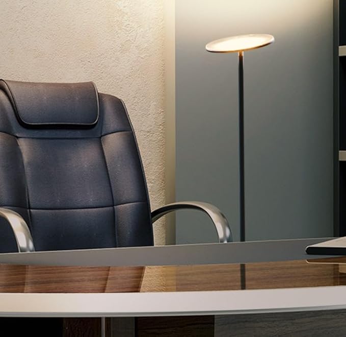 Brightech Sky LED Torchiere Super Bright Floor Lamp - Contemporary, High Lumen Light for Living Rooms & Offices - Dimmable, Indoor Pole Uplight for Bedroom Reading - Black