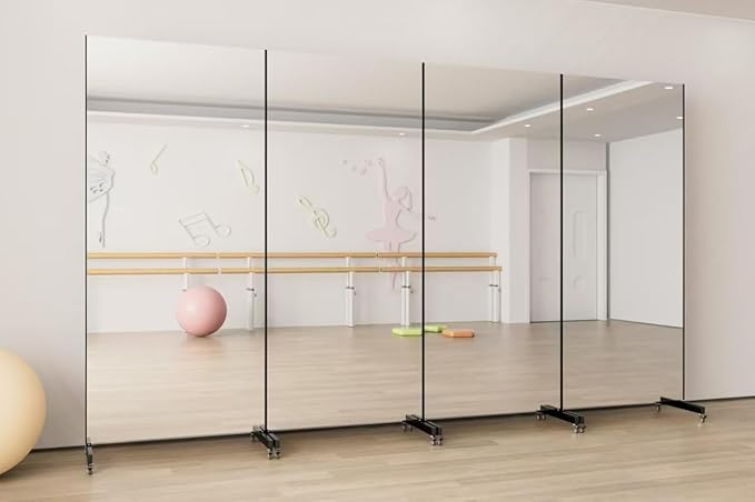 brisafe 71" X 31" Oversized Mirror on Wheels Black Glassless 360°Huge Dancing Rolling Dance Studio Full Length Standing for Home Gym Workout Large (Black Rolling Mirror 71" X 31", Large)
