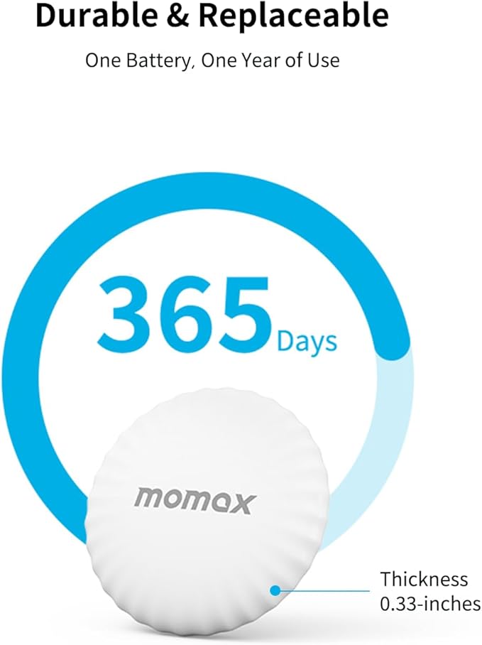 MOMAX Key Finder, Tracker Tag, Works with Apple Find My (iOS Only), Key Tracker with APP,Sound Location, Key Locator Tracker for Luggage, Suitcase, Wallet, Pet, Kid