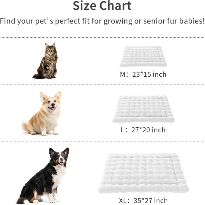 Cat Beds Cozy Pet Mat Faux Fur Kitten Pad Bed for Carriers/Couch Dog & Puppy Cute Friendly 23 x 15 Inch Medium White