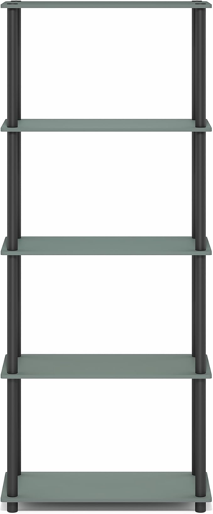 Furinno Turn-N-Tube Storage Shelves, 5-Tier Book Shelf, Corner Shelf, Toolless Open Shelves, for Organization and Storage, Living Room, Garage, Home Office, Sage Green