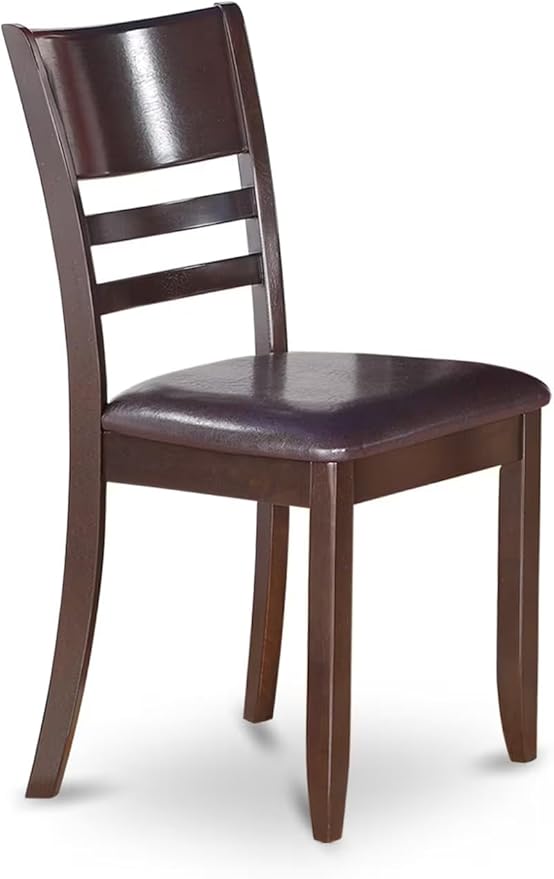 East West Furniture LYC-CAP-LC Lynfield Dining Room Chairs - Faux Leather Upholstered Wooden Chairs, Set of 2, Cappuccino