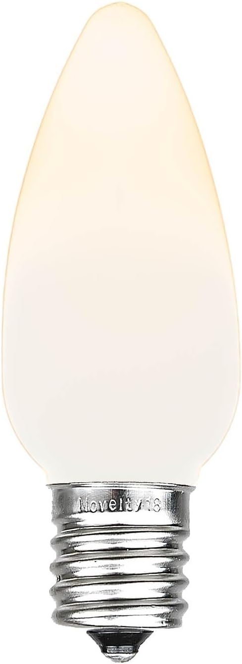 Novelty Lights 25 Feet 25 Light C9 Ceramic Style LED String Lights, Warm White, Pre-Lamped Holiday Lights on Green Wire, UL Listed Indoor/Outdoor, Connectable End-to-End