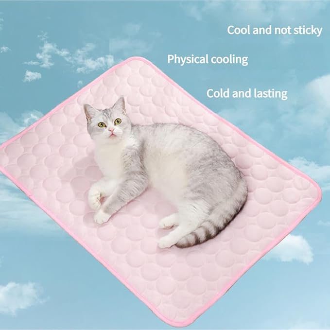 Kittra Cooling Mat for Cats Dogs, 3 Layer System Instant Cool Non Slip Kittra Pad, Washable Cooling Bed for Cats, Protect Your Cat from Silent Heat Danger (Gray,M: 25" x 20")