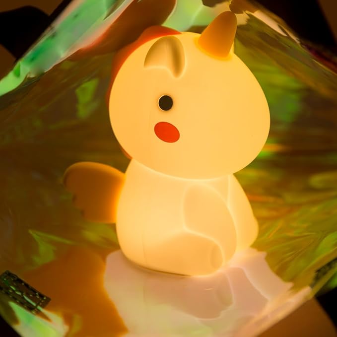 Unicorn Night Light for Adults Kids,Rechargeable Light Table Lamp Bedside Lamp with 7 Colors,LED Dimmable Animal Silicone Sleep Night Lamp Cute Room Decor Night Light for Girls Boys