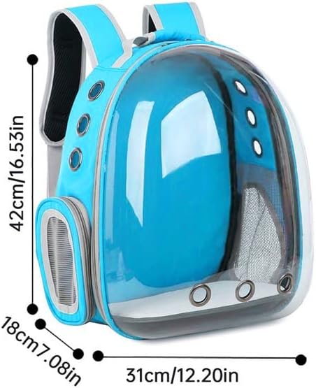 Animal Carrier Backpacks,Transparent Space Capsule Bubble Pet Backpack Bag for Small Dogs Cats Airline Approved Travel Carrier (Light Blue)