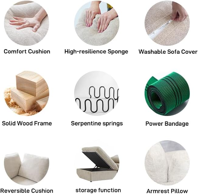 Cloud Modular Sectional Sofa Couch,80.3" Convertible Couches Lovesofa for Living Room,Minimalist Deep Sofa Couches,Sofa Covers Washable&Replaceable(Khkai)