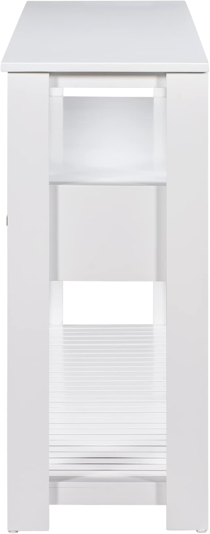 Modern 62'' Console Table Sofa Entryway Table with 4 Drawers and 2 Shelves, Acacia Wood Kitchen Buffet Cabinet Sideboard, Accent Table Furniture for Entryway Kitchen Living Room (White-4DE)