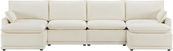 CHITA 147" Oversized Cloud Couch, Modern Modular Sectional Sofa Set for Living Room, 6 Seater U Shaped Sectional Couch, Cream