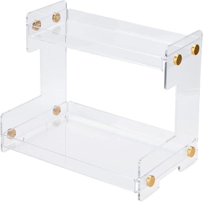 FFK Bathroom Organizer Countertop 2-Tier Storage:Bathroom Counter Organizer Acrylic Standing Holder Cosmetic Storage Perfume Shelf for Bathroom Bedroom Dressing Table1
