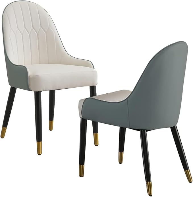 Dining Chairs Set of 2, Modern Faux Leather Dining Wood Legs for Living Kitchen Dining Room