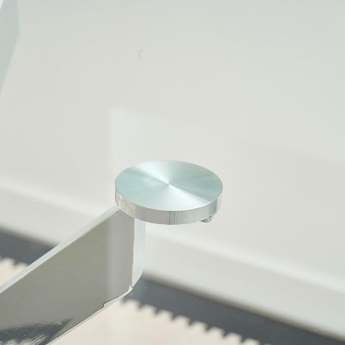 36" Square Glass Dining Room Table for 4 with Tempered Glass Top and Silver Chrome Metal Legs, Modern Clear Kitchen and Dinner Table for Home Office Dining Room