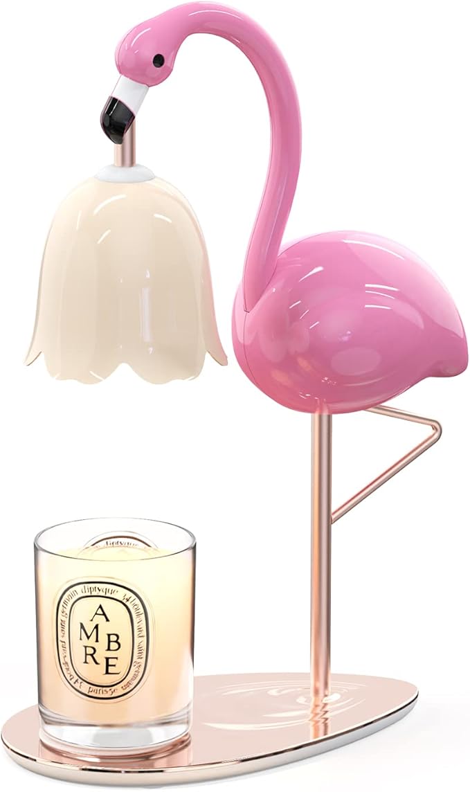 CODOGOY Fragrance Candle Warmer Flamingo Lamp with Timer, Dimmable, Halogen, Polished, Pink, for Home Decor 6.69 x11 x15.35 in