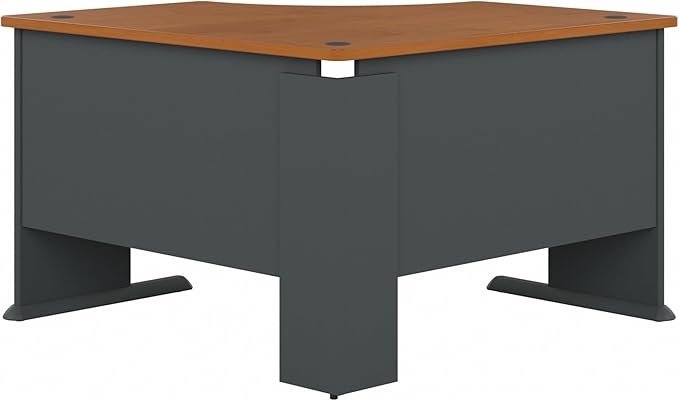 Bush Business Furniture Series A 48W Corner Desk in Natural Cherry and Slate, Compact L Shaped Workstation, Office Desktop Solution for Workspace