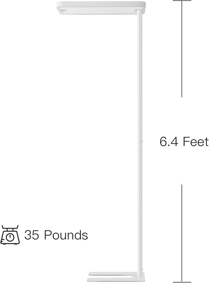 Pure Light Floor Lamp - Motion Sensor, 100W Full-Spectrum Standing Lamp for Bedroom, Living Room & Office - 60000+h Lifetime, 9500LM, 4000K, White Floor Lamp