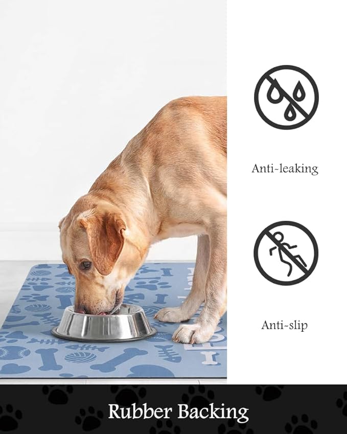 Pet Feeding Mat-Absorbent Dog Mat for Food and Water Bowl-No Stains Quick Dry Water Dispenser Mat-Dog Accessories Pet Supplies-Bowl for Messy Drinkers(Bone,23"x34"