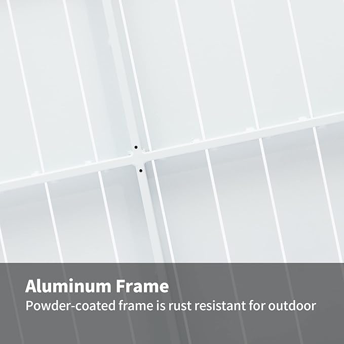 Outdoor Dining Table for 6, 60"x35" Patio Rectangular Dining Tables Powder-Coated Aluminum Table Top Heavy Duty Patio Furniture for Garden,White Frame