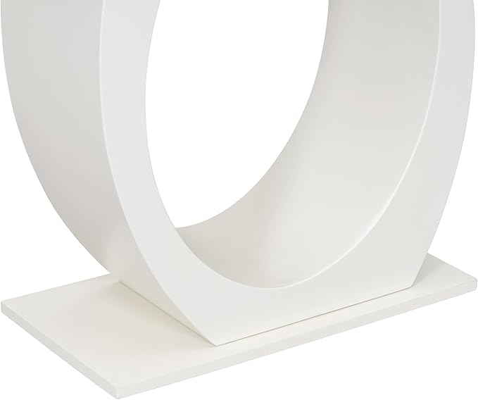 Modern Accent Table 39.4-Inch Wooden Entryway Console Table with Egg-Shaped Base for Living Room Bedroom Hallway Furniture, Beige