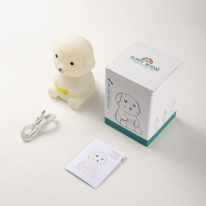 Puppy Night Light for Adults Kids,Kawaii Dog Lamp 7 Colors & 2 Brightness 20/40min Timer,Soft Silicone Night Light Rechargeable Light Table Lamp Bedside Lamp,Room Decor Gifts for Boys Girls