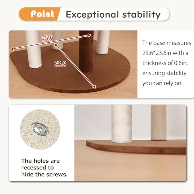 PETTIFUL Cat Tree for Large Cats, Modern Cat Tree Tower with Wide Shelves Cotton Scratching Posts, Super Sturdy Base, Cozy Perches, and Interactive Toys for Indoor Kittens (71cm White)