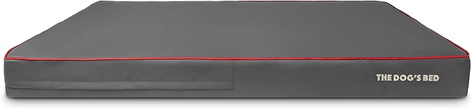 The Dog’s Bed Orthopedic Memory Foam Dog Bed, XXXL Grey/Red 64x44, Pain Relief for Arthritis, Hip & Elbow Dysplasia, Post Surgery, Lameness, Supportive, Calming, Waterproof Washable Cover