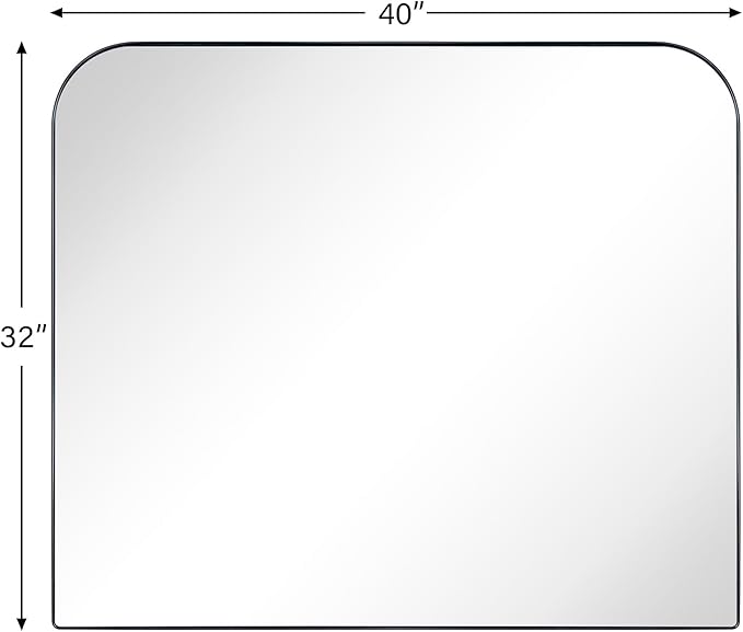 32x40'' Large Matt Black Arched Mantel Mirror Arch Rounded Corner Mirror for Bathroom, Living Room or Powder Room