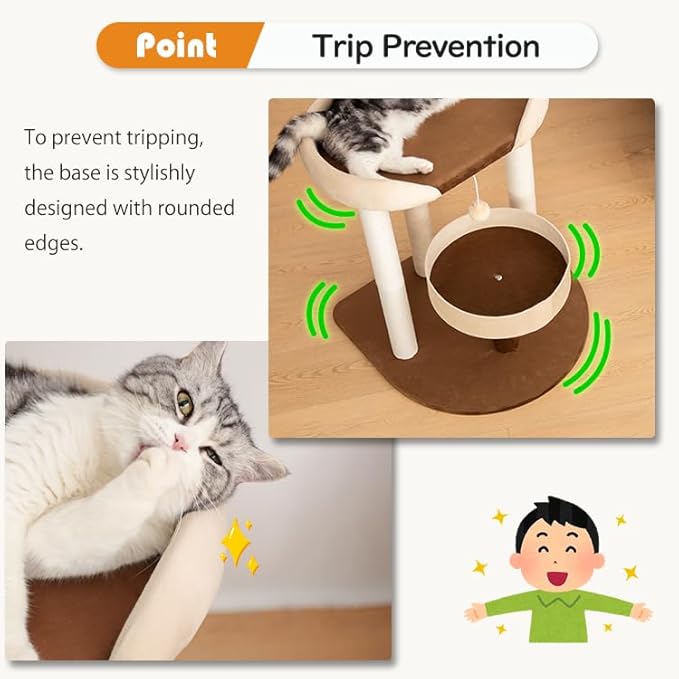 PETTIFUL Cat Tree for Large Cats, Modern Cat Tree Tower with Wide Shelves Cotton Scratching Posts, Super Sturdy Base, Cozy Perches, and Interactive Toys for Indoor Kittens (71cm White)