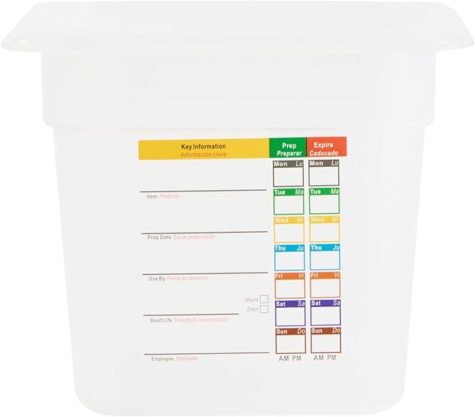 Restaurantware Food Pans Pack of 10 Plastic Rectangle Food Containers 1/9 Size with Traceability Label, Storage Containers Dishwashable Hot Cold Friendly for Restaurants Buffet Commercial Use